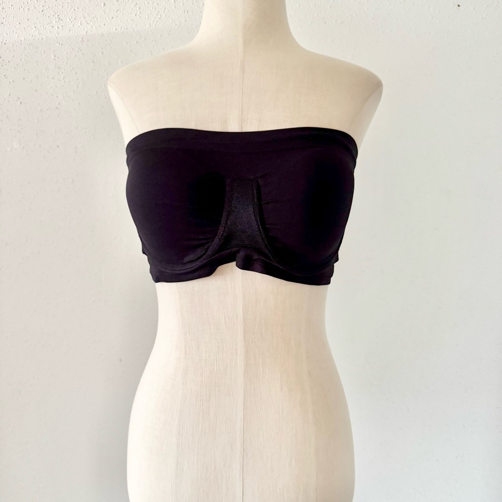 RHONDA SHEAR Seamless Underwire Bandeau Bra Padded Black Women's Size Medium M - Picture 2 of 5